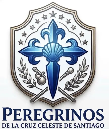 Escudo y nombre de Peregrinos de la Cruz Celeste de Santiago